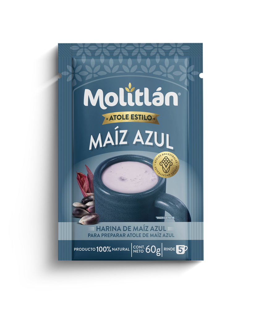 Atole Maíz Azul Molitlán - Caja 24 Sobres de 60 G